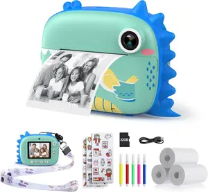 HiMont Kids  Instant Print, Digital  for Kids with No Ink Print Paper & 32G TF Card, Selfie Video  with Color Pens & Photo Clips for DIY, Gift for Boys and Girls instant print camera, polaroid camera.