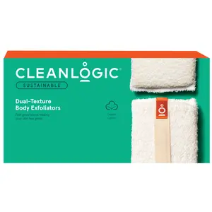 Cleanlogic Sustainable Dual-Texture Body Exfoliators – Organic Cotton & Recycled Polyester Scrubbers (6 Pack) Bath Personal