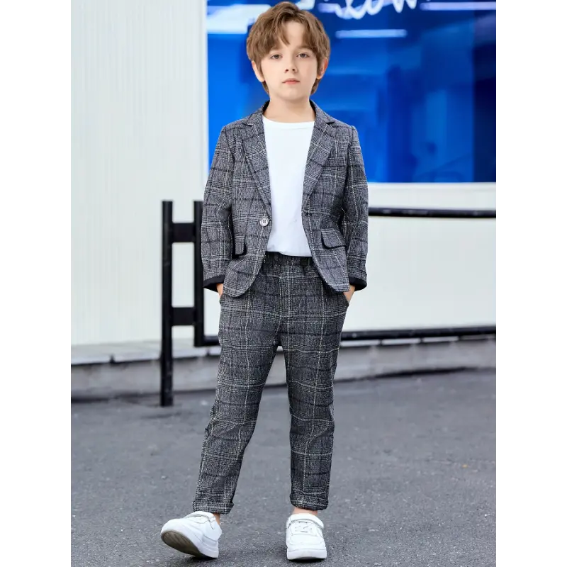 (New)rapunzel costume picture day outfit ballerina costume accessories boys Stylish Suit Set for Boys, Featuring Long Pants And a British Style Checkered Blazer, Perfect for Piano Performances, Weddings, Birthday Parties, And Formal Occasions, A