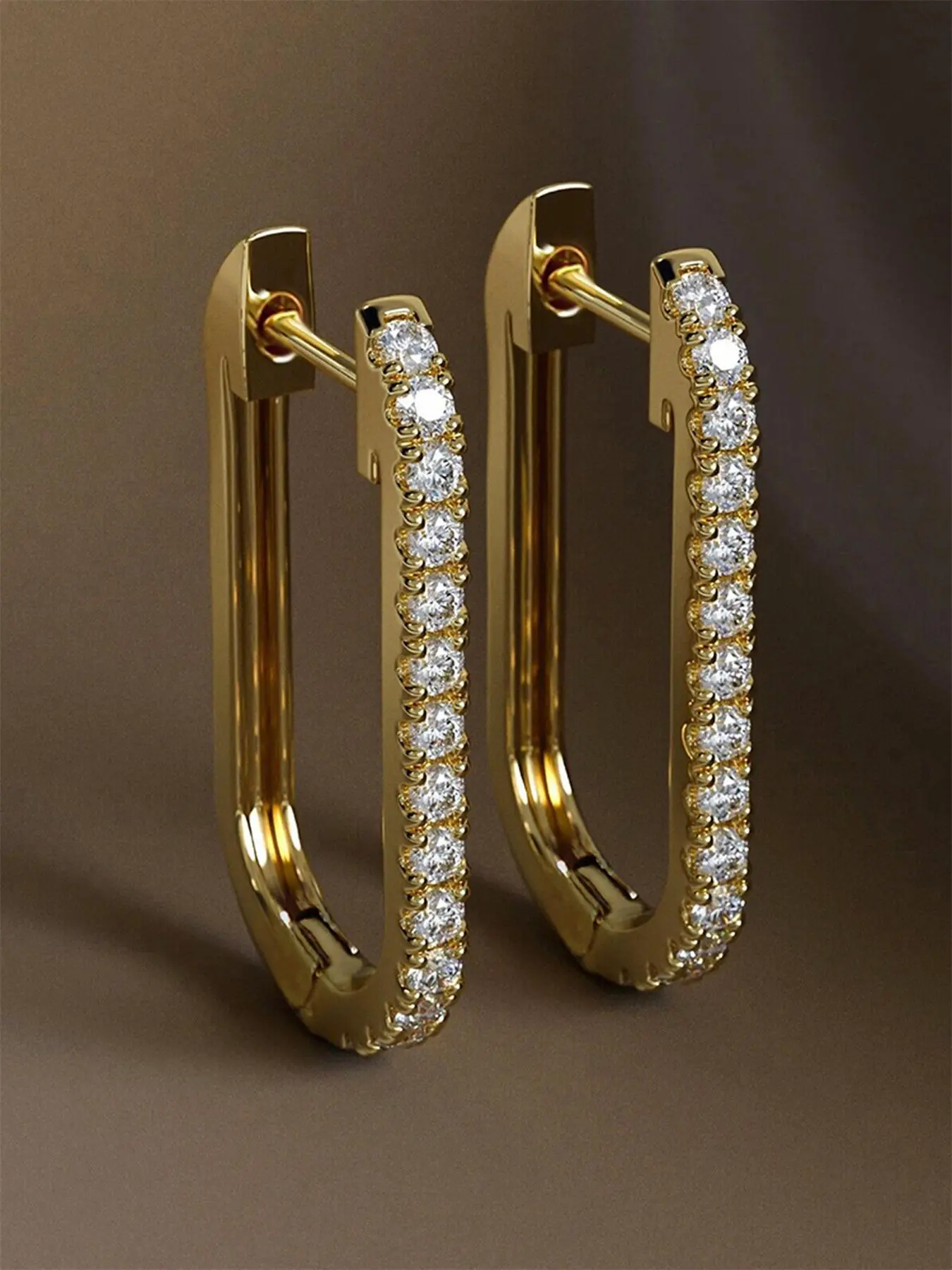 Women's Elegant Glittering Hoop Earrings, Statement Earrings, Shining Earrings, Fashionable Rectangle Shaped Jewelry for Party, Daily Clothing Decor, Trendy All-match & Exquisite Jewelry for Birthday Gift