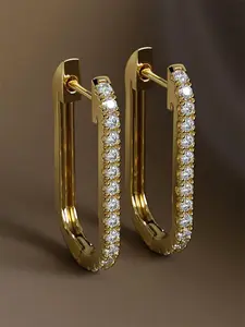 Women's Elegant Glittering Hoop Earrings, Statement Earrings, Fashionable Rectangle Shaped Jewelry for Party, Daily Clothing Decor, Trendy All-match & Exquisite Jewelry for Birthday Gift