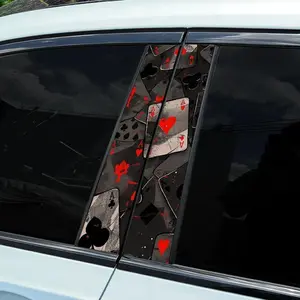 Poker Card Design Car Decals - 1 or 2 Piece Set, PE (Polyethylene) Vinyl, Waterproof Sun Protection, B-Pillar Decoration, DIY Scratch Cover Accessories car  stickers
