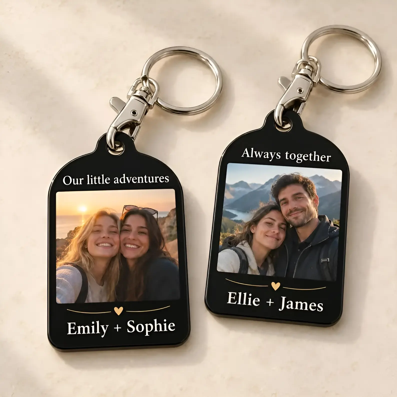 Personalised Photo Keyring in Black Acrylic with Custom Text, Bag Pendant Keychain, Custom Boyfriend Keychain, Anniversary Gift, Christmas Day Gift Forhim
