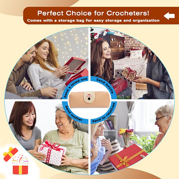 Harxvto 50 Pcs Complete Crochet Kit for Beginners, 14 Sizes Hooks with Ergonomic Grip Soft Handles for Arthritic Hands, All-in-One Knitting Supplies with Case - Ideal Gift for Mom & Craft Lovers