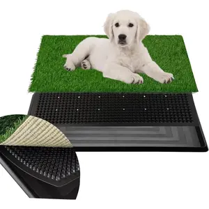 Dog Potty Training Pad 16"x20" Grass Pad with Tray Strong Absorbent Artificial Turf Litter Box for Scratching Hiding & Resting Durable Corrugated Cardboard Design Anti-Leak & Mess-Free