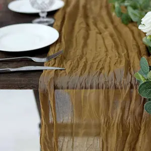 Gauze Cheesecloth 10ft Table Runner Gold - Soft & Rustic Boho Linen Runner