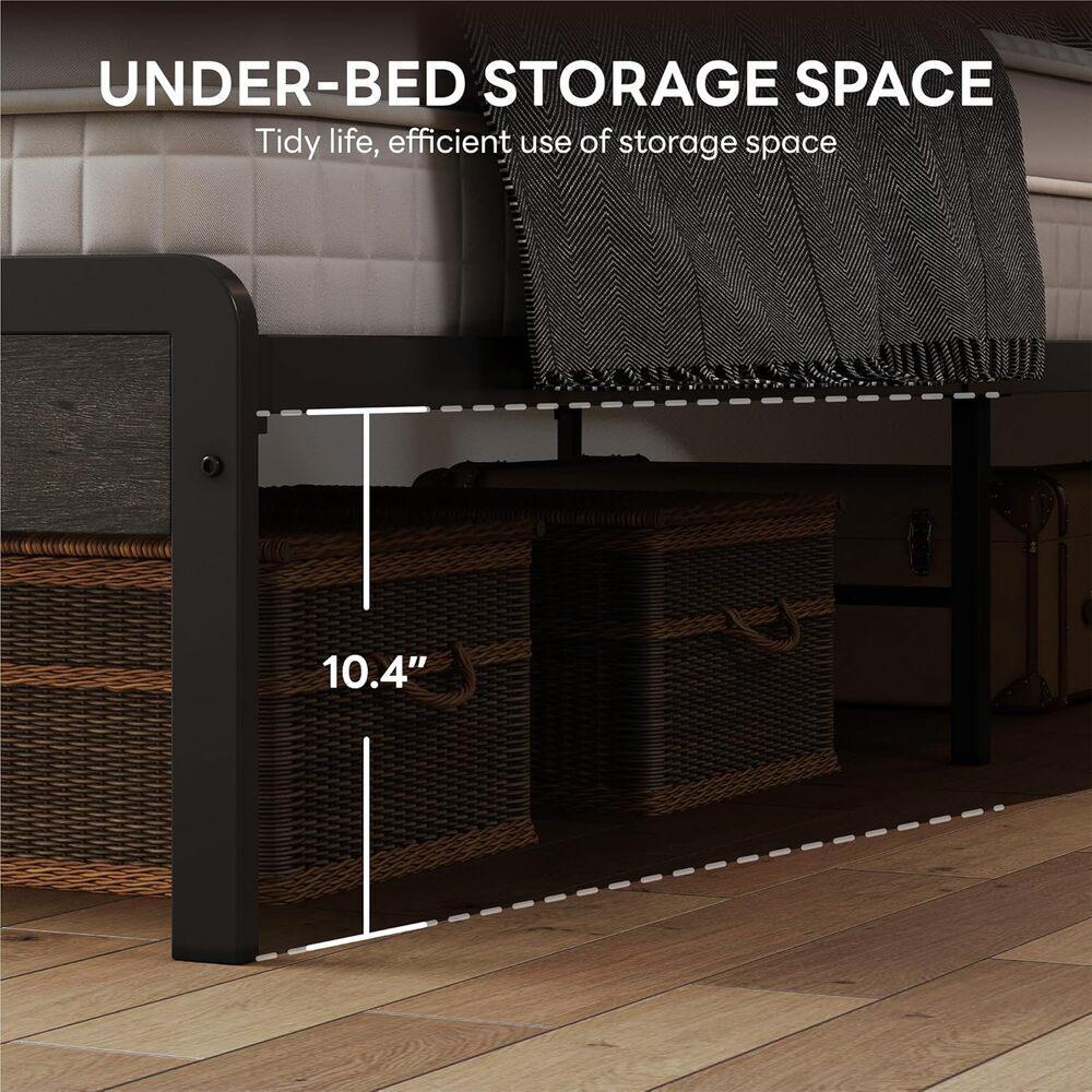 LIKIMIO California King Bed Frame with Headboard, Dark Wood Camas California King with Strong Supports, Sturdy, Noise-Free