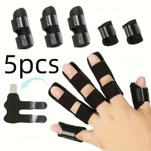 5Pcs Set Of Finger Splints - Comfortable And Durable Thumb, Middle Finger, Index Finger, Ring Finger And Little Finger Support - Adjustable Joint Stabilizer For Sports