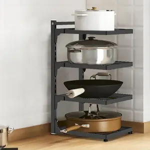 Kitchen Sink Storage Rack Multi-Layer Cooker Storage Rack for Home Stovetop Cabinets Adjustable Pot Rack Pantry Storage