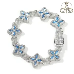 Aurelia Crest Multi Color CZ Floral Inifinity Chain Bracelet Micro Paved Out 5A+ Cubic Zircon Clover Anklet Luxury Jewelry