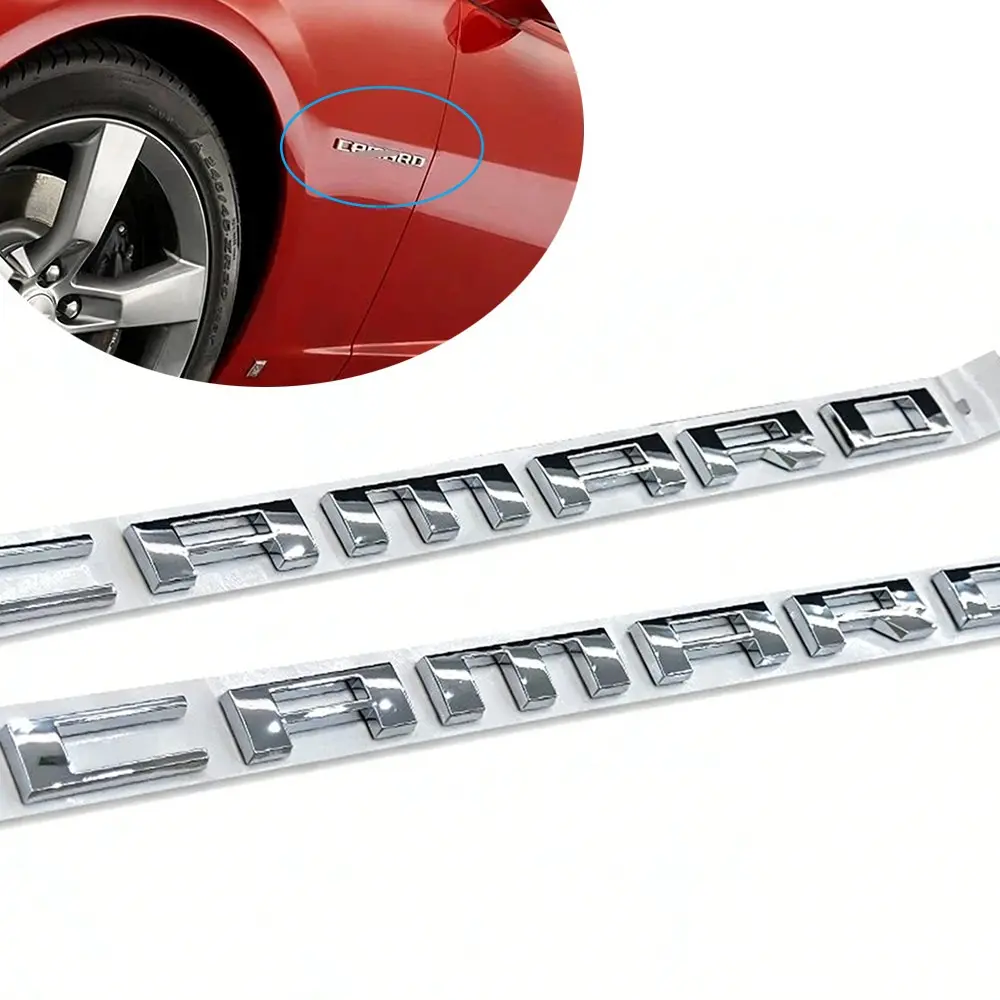 2Pcs 3D Side Fender Letter Emblem Badge for Chevrolet Camaro RS SS ZL1 Z28 10-15 Chrome Nameplate