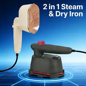 2-in-1 Steam lron &Clothes Steamer-Handheld Portable Garment Wrinkle Remover, Fast Heat-UpLarge Soleplate,120ml Water Tank -Lightweight for Home, Travel, Christmas