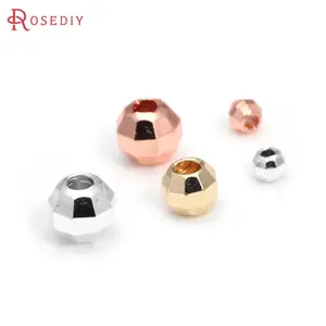 2.5MM 3MM 4MM 5MM 6MM 18K Gold Color Brass Faceted Solid Beads Spacer Beads Jewelry Making Supplies Diy Findings Accessories