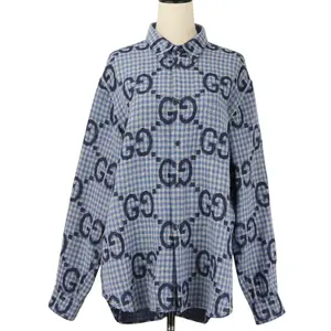 Pre-owned GUCCI Wool Small Leather Goods Jumbo GG Check Shirt
