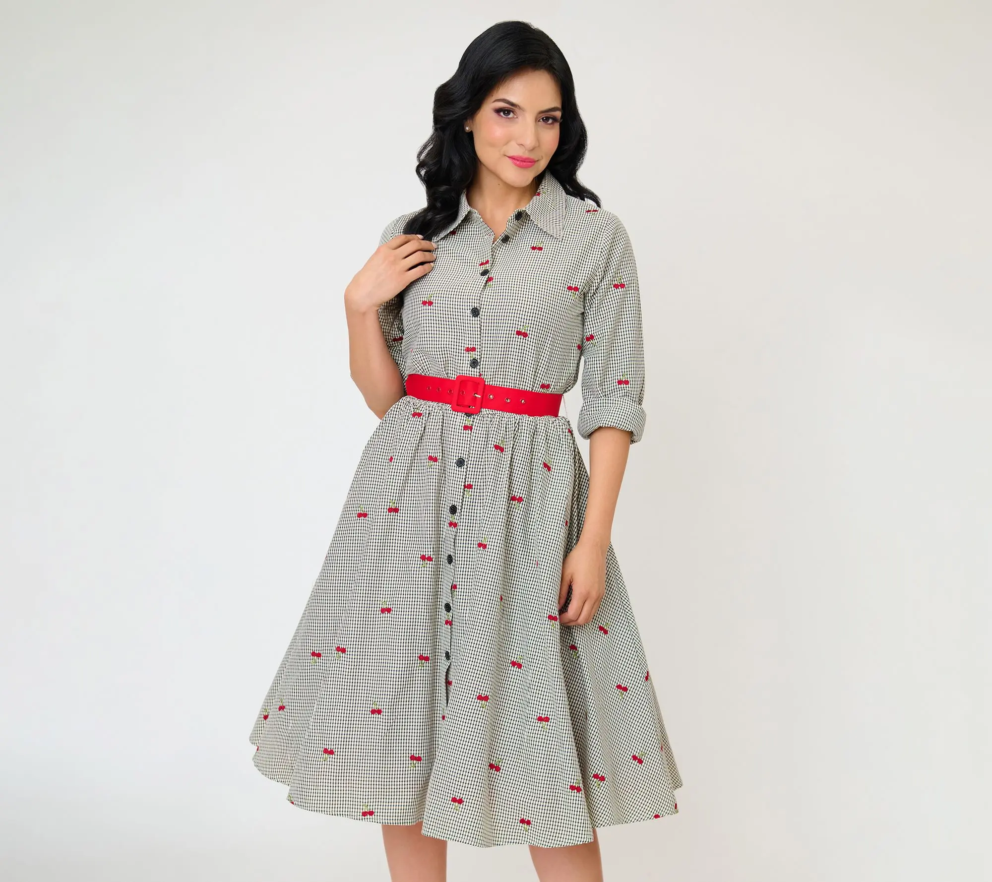 Unique Vintage Madras Plaid Dolman Shirt Dress