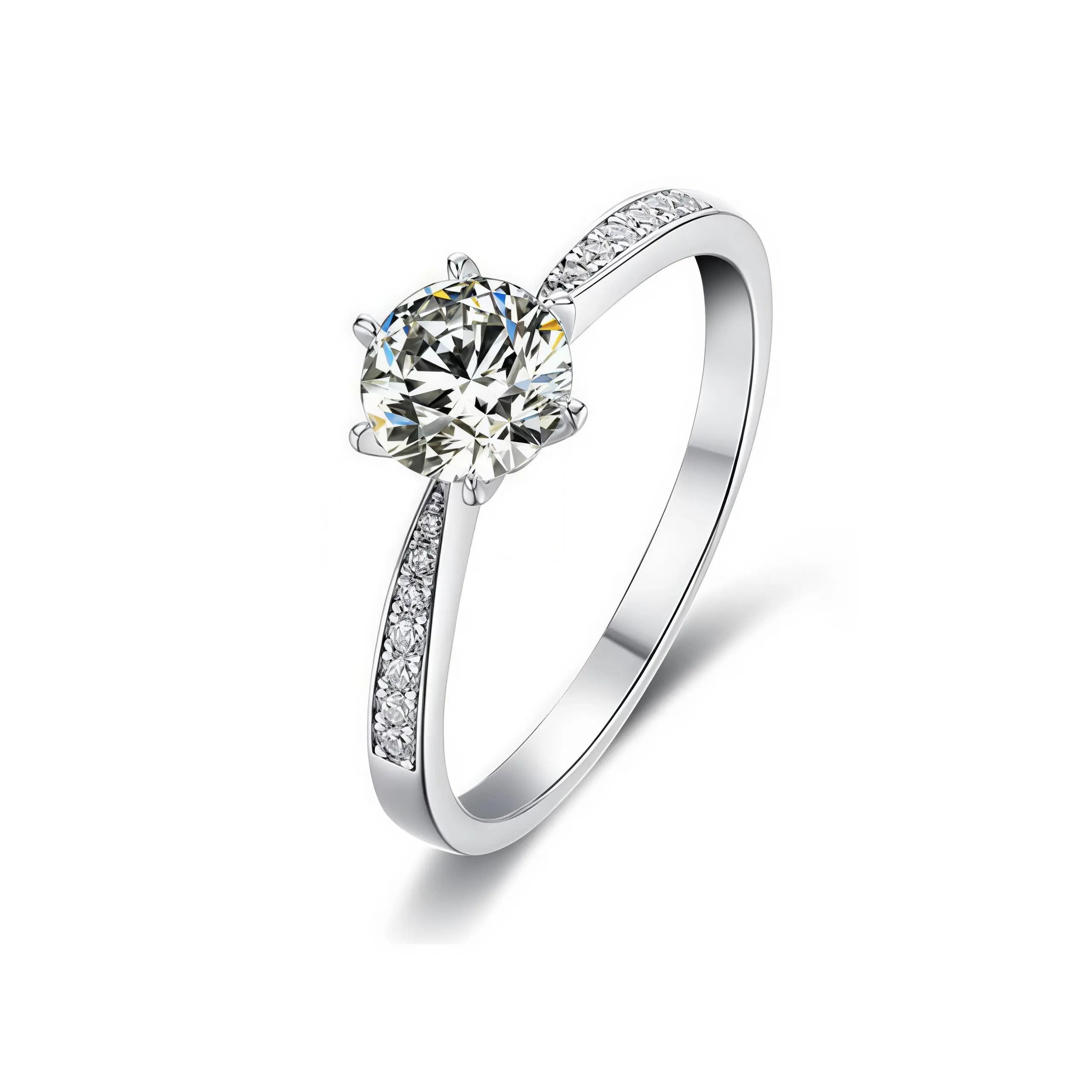 Lab-grown diamond 11002, 0.5 ct, D-VS1 ; round lab-grown diamond engagement/proposal ring, S925 sterling silver