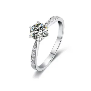 Lab-grown diamond 11002, 0.5 ct, D-VS1 ; round lab-grown diamond engagement/proposal ring, S925 sterling silver
