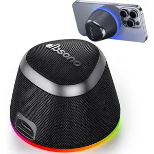 Portable Speaker Phone Stand Gifts: Valentines Gifts for Her Him Adults Teens, 2 in 1 Magnetic Bluetooth Speakers, Loud Sound IPX5 Waterproof, 9 Light Modes, TWS, Home/Office/Travel Essentials-Black