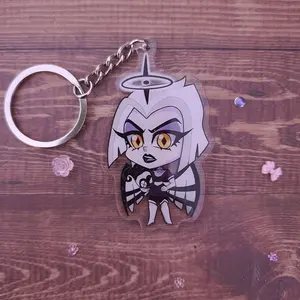 Acrylic Keychain Lute Hazbin Hotel Double sided 2.5 in double boarded steel keyring topper