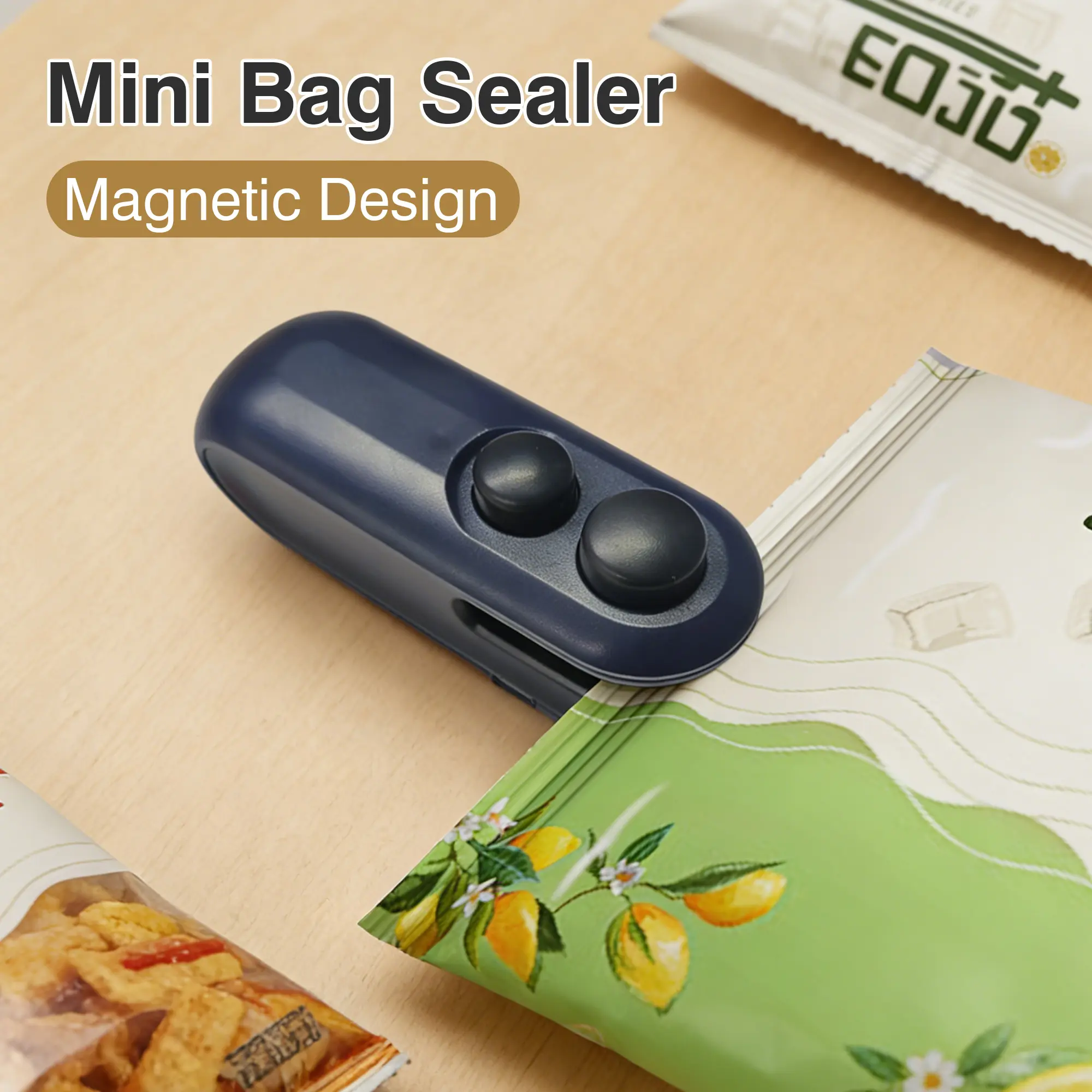 1 Count Rechargeable Mini Heat Sealer & Cutter, Works on chip bags and fruit bags, Seals candy and food storage bags, Versatile kitchen gadget