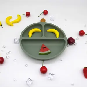 Silicone Feeding Plate with Suction Cup, 3-grid Design Feeding Plate, Baby Feeding Utensils, Baby Dinnerware, Baby Tableware