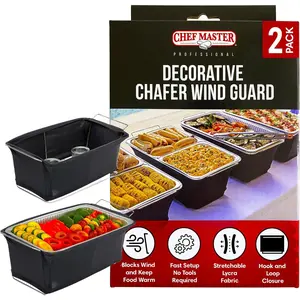 2-Pack Chafer Wind Guard Cover for Chafing Dish - Flame Retardant Fabric Screen for Food Warmers - Chafing Dish Wind Guard - Breeze Protection & Heat Retention for Catering, Parties, Buffets - 90081