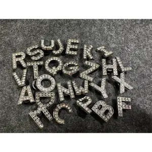 Large size Bling Bling Silver or Gold Metal Design Alphabet Letter Shoe Charms quarter size