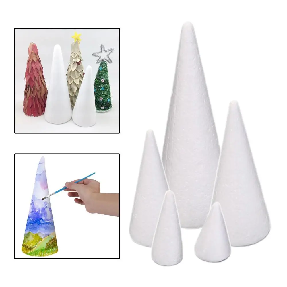 5x Craft Foam Cones White Polystyrene Cones Christmas Tree for Party ...