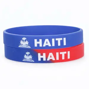 Haiti Pride Silicone Wristbands - World Cup Football - Soccer - Mundial Futbol Fans - 2 Units