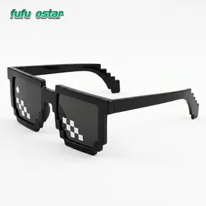 Mosaic square glasses - The ultimate display tool for 2D images. Sunglasses with barcode rectangular pixel lenses. Suitable for various scenarios such as parties and gatherings Indoor leisure equipment