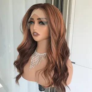 AISOM New Color Release Shara Toasted Maple Fashion Color Loose Water Wave Free Part Lace Front Wig 18 Inches Low Density High Quality Synthetic Wig