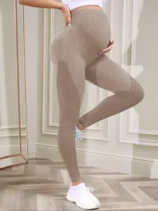 Women's Solid Over The Belly Pregnancy Leggings, Comfy Breathable Skinny Pants for Daily Wear, Casual Fit Maternity Leggings for All Seasons, Pregnancy Clothes