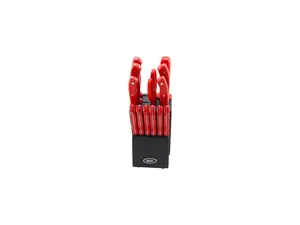 Oster 81011.14 Evansville 14 Piece Stainless Steel Cutlery Brown Set, Red Handles