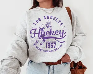Vintage Los Angeles King Crewneck Sweatshirt T-shirt Los Angeles Est 1967 King Sweater Retro Los Angeles Ice Hockey Kings T-shirt