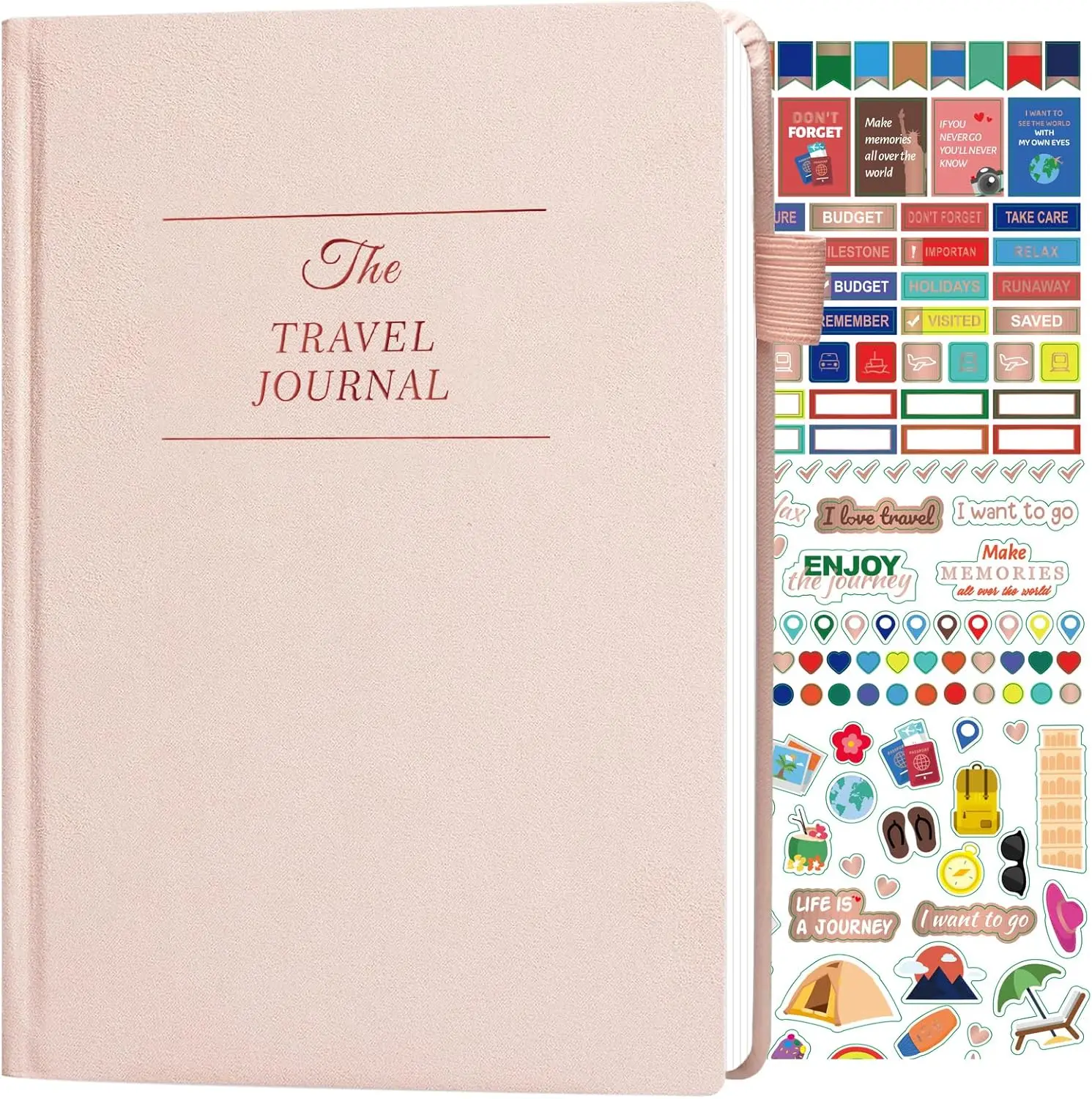 Travel Journal for Women & Men - Budget Travel Planner Notebook for 6 Trips Organizer- Travel Scrapbook to Record Memories and Adventures - Gifts for People Who Travel, Pink