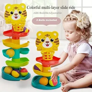 Freely Assembleable Sliding Ball Tower Slide Ride Basketball Toy for Kids, Durable ABS Material with Rolling Balls & Track, Large Size Vibrant Color Balls for Safe Play, Supports Motor & Cognitive Skills Development, Birthday Gift for Boys Girls