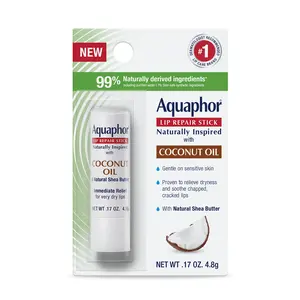 Aquaphor Lip Repair Stick Naturally Inspired Coconut 0.17oz Moisturize Smooth with 99% Naturally Derived Ingredients & Shea Butter Fragrance for Dry Lips