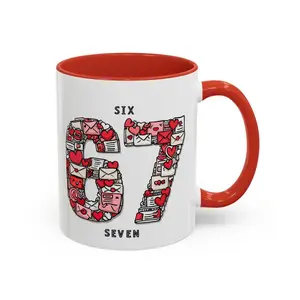 Funny Valentine Coffee Mug – 67 Heart Design Six Seven Meme Mug