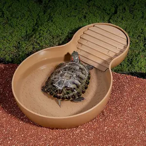 Reptile Feeding Dish Bowl, Pool Design, Large Turtle Bath Tub, Plastic Fish Tank Decor, Half Water Tortoise Pet Wash Basin