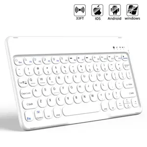 10-inch round-cap wireless Bluetooth keyboard, Wireless Colorful  (with Type-C charging cable) with Power on/Off for Tablet, PC, Laptop, Smart Phones(1 PACK)
