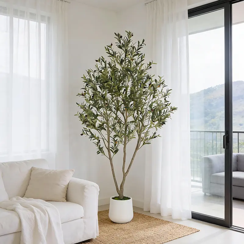 【DealsForYouDays】Artificial Olive Trees,6FT/7FT, Indoor Tall Faux Olive Tree, with White Tall Planter, Artificial Plants with Natural Wood Trunk & Lifelike Fruits for Home Office Decor Decoration Decorative,summerwins summerwins