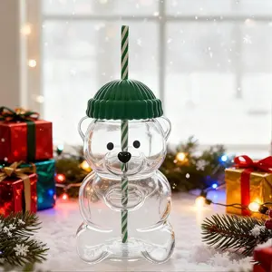 2026 New Bear Straw Glass Cup, Leakproof Tumbler, 20oz Cute Glass Mug with Straws, Ideal for Coffee & Juices, Leak-Proof Design, Safe BPA-Free Material