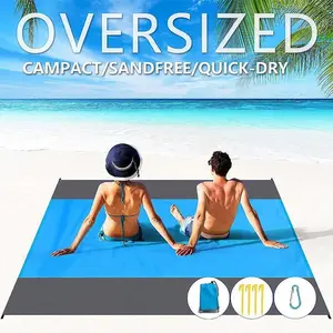 Oversized Sandproof Lightweight Picnic Blanket, Compact Foldable Outdoor Picnic Mat, Large Size Fits 4-7 Adults, Ideal for Beach Camping Glamping