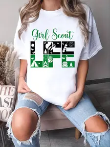 100% Cotton Unisex Black And Green Life Scout for Girls Cookie Camping T-Shirt Women'S Men Graphic Tee Casual Round Neck Short Sleeve T-Shirt