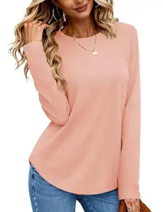 YUCOLEN Womens Tunic Tops Long Sleeve Shirts to Wear with Leggings Loose Fit Crewneck Curved Hem Basic Casual