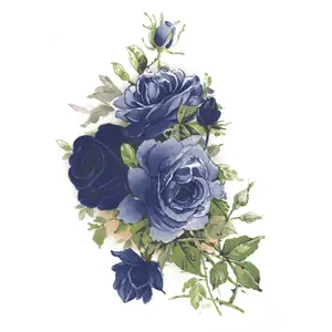 Flowers Moonlit Blue Rose Overglaze Ceramic Decals