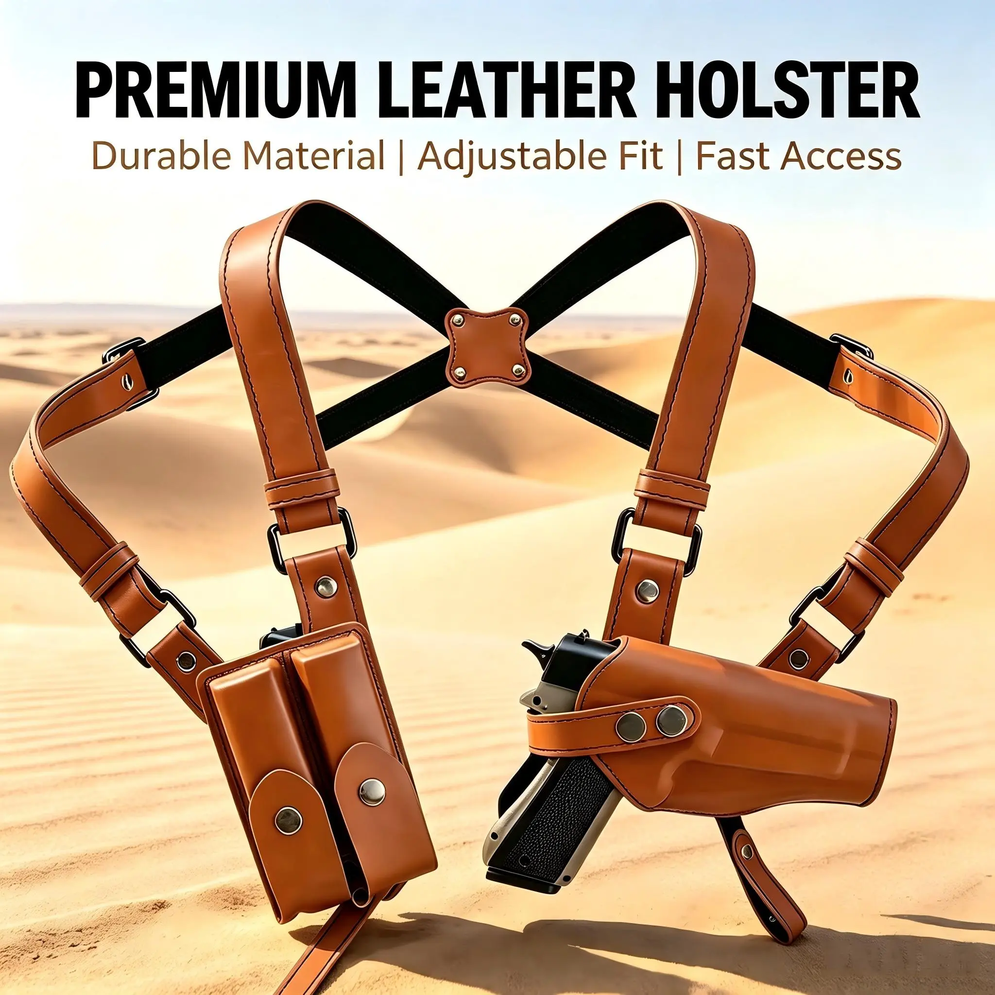 Type 92 G-Series Tactical Leather Shoulder Holster – Concealed Carry, Quick-Draw, Underarm Style (Fits 1911 & Similar Models) – In Stock