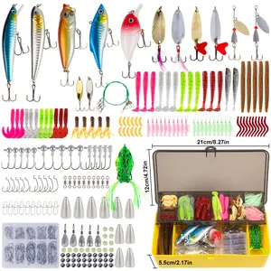 GOANDO Fishing Lures Fishing Gear Tackle Box Fishing Attractants for Bass Trout Salmon Fishing Accessories Including Spoon Lures Soft Plastic Worms Crankbait Jigs Fishing Hooks