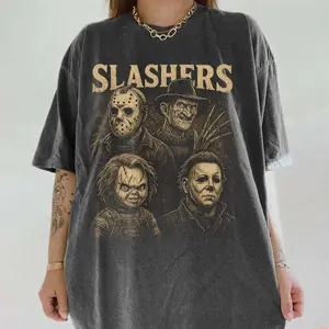 Slashers Halloween Horror Friends Graphic Tshirt, Retro Shirt, Funny Horror Scary Movie Shirt, Vintage 90s Graphic Tees, Unisex Top Streetwear