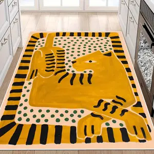 Abstract Tiger Pattern Kitchen Rug, Animal Print Rug, 1 Count Non-slip Soft Floor Mat, Rectangle Home Decor Carpet for Kitchen Living Room Bedroom Study Room Decor, Bedroom Decor, Runner Carpets
